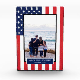 Personalisierte patriotische amerikanische Flagge Fotoblock