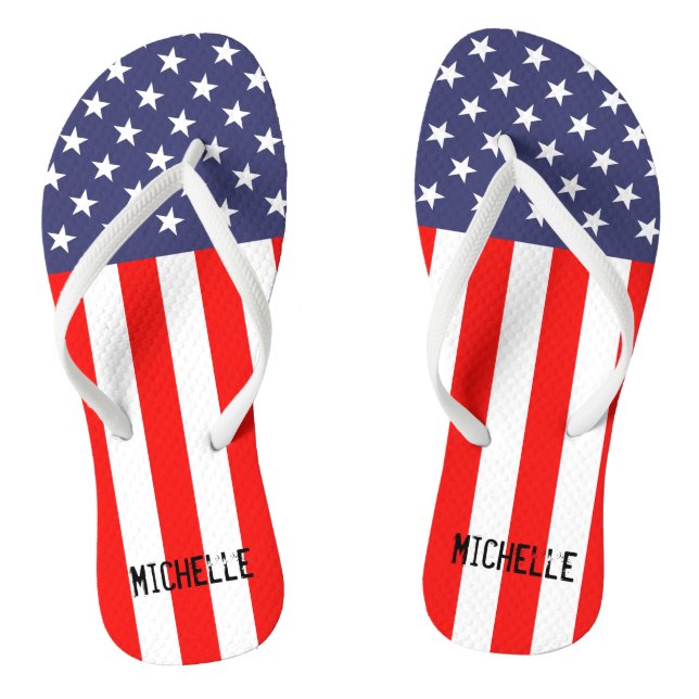 Personalisierte patriotische Fahnenwappenschwellen Flip Flops (Fußbett)