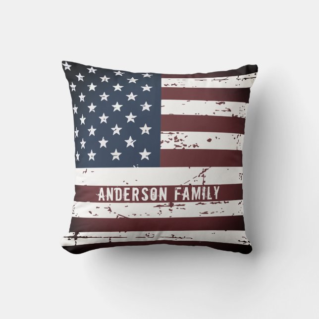 Personalisierte patriotische Familienname Amerikan Kissen (Vorderseite)