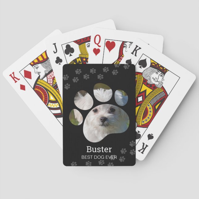 Personalisierte Paw Print Foto Dog Spielkarten (Rückseite)