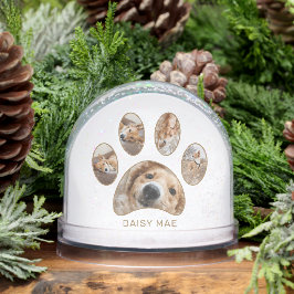 Personalisierte Paw Print Pet Name Jahr FotoCollag Schneekugeln