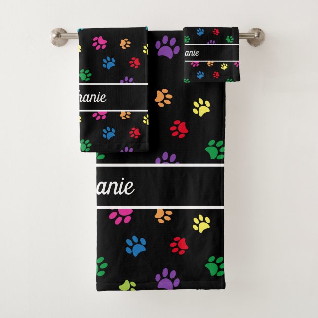 Personalisierte Paw Prints Badhandtuch Set (Insitu)