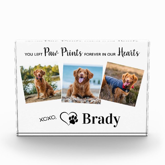 Personalisierte Paw-Prints in unserem Hearts Hund- Fotoblock (Vorderseite)