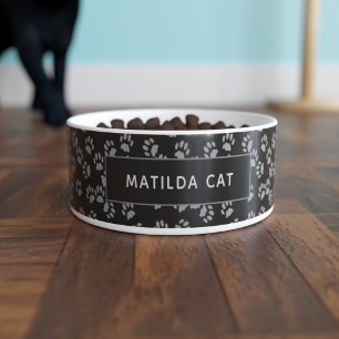 Personalisierte Paws Pawprint Black Cat Bowl Napf