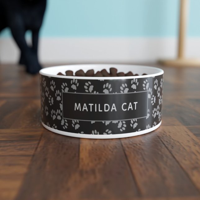 Personalisierte Paws Pawprint Black Cat Bowl Napf (Von Creator hochgeladen)