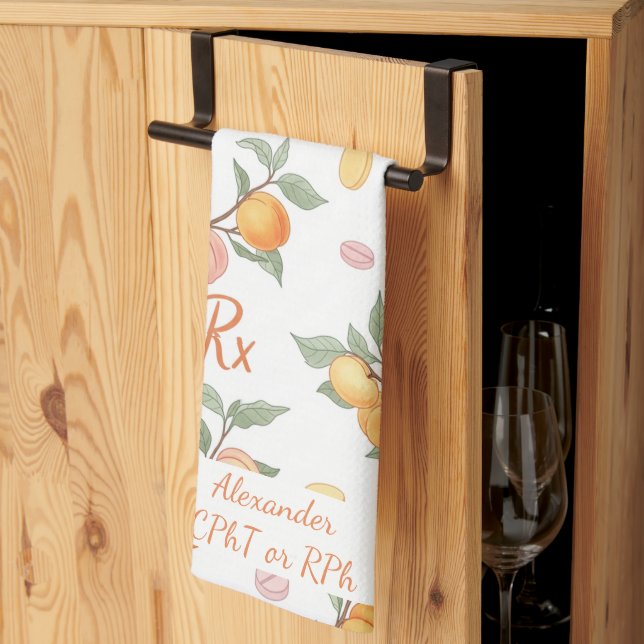 Personalisierte Peach & Apricot Pharmacy Geschirrtuch (Drittel gefaltet)