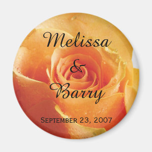Personalisierte Peach Rose Hochzeit Magnet