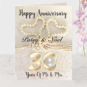 Personalisierte Pearl 30. Wedding Anniversary Card Karte