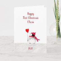 Personalisierte Peggy Penguin 1. Weihnachtskarte