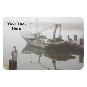 Personalisierte Pelikane und Fischerboot-Szene Magnet