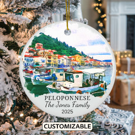 Personalisierte Peloponnes Ornament, Griechenland Keramik Ornament