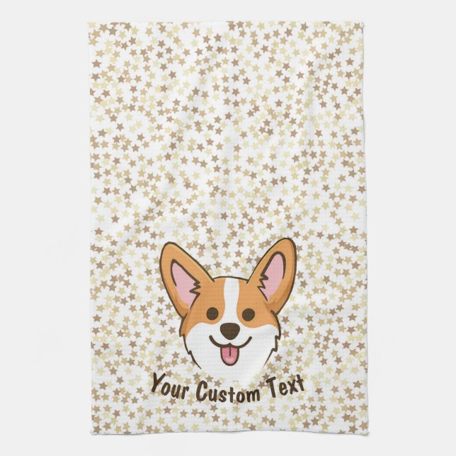 Personalisierte Pembroke Welsh Corgi Welpen Hundes Geschirrtuch (Vertikal)