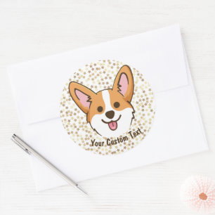 Personalisierte Pembroke Welsh Corgi Welpen Hundes Runder Aufkleber