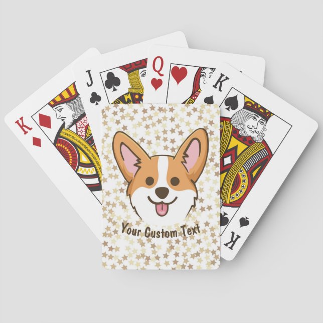 Personalisierte Pembroke Welsh Corgi Welpen Hundes Spielkarten (Rückseite)