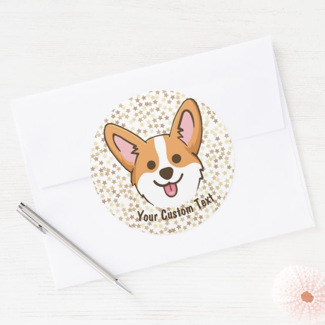 Personalisierte Pembroke Welsh Corgi Welppy Dog St Runder Aufkleber (Umschlag)