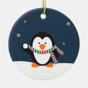 Personalisierte Penguin-Weihnachtsverzierung Keramikornament