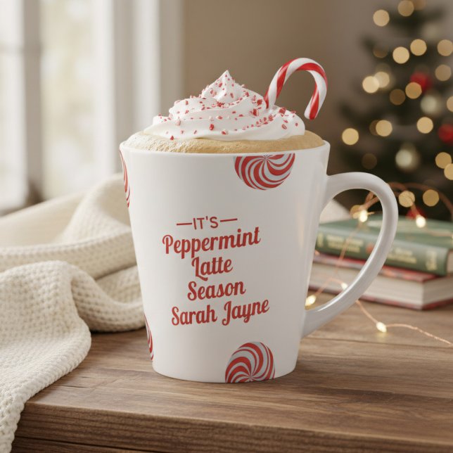 Personalisierte Peppermint Saison Urlaub Latte Tas Milchtasse (Nothing beats a Peppermint Latte on a cold winter morning. Makes the perfect christmas gift! )