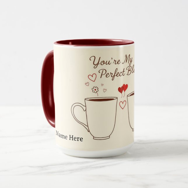 Personalisierte perfekte Mischung Herz-Paar Tasse (Vorderseite Links)