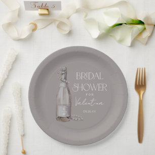 Personalisierte Perlen + Prosecco-Brautparty Pappteller