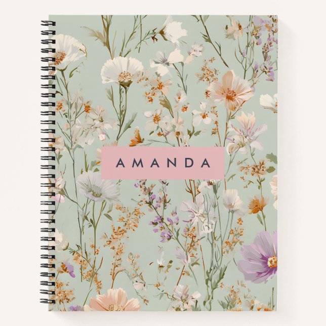 Personalisierte Personalisierte Wildblume Gartende Notizbuch (Vorderseite)