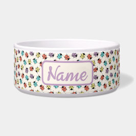 Personalisierte Pet Bowl mit farbenfrohen Ladybugs Napf