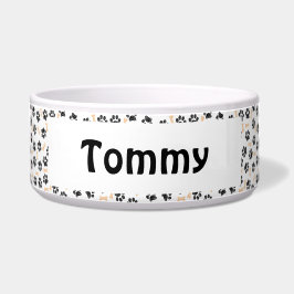 Personalisierte Pet Bowl mit Namen - Paw Prints Napf