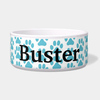 Personalisierte Pet Food Bowl - Blue Pawprints Napf