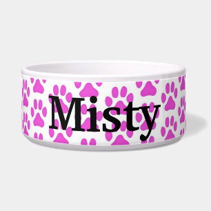 Personalisierte Pet Food Bowl - Pink Pawprints Napf