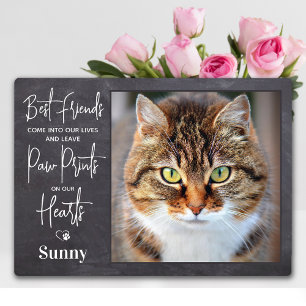 Personalisierte Pet Memorial Paw druckt Cat-Foto Fotoplatte