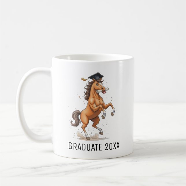 Personalisierte Pferde-Abschlussfeier Kaffeetasse (Links)