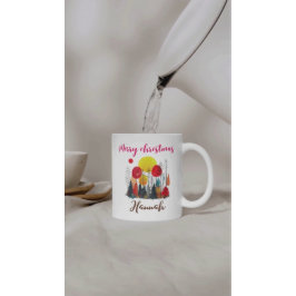 Personalisierte Pfingstrose Botanische Weihnachten Zweifarbige Tasse