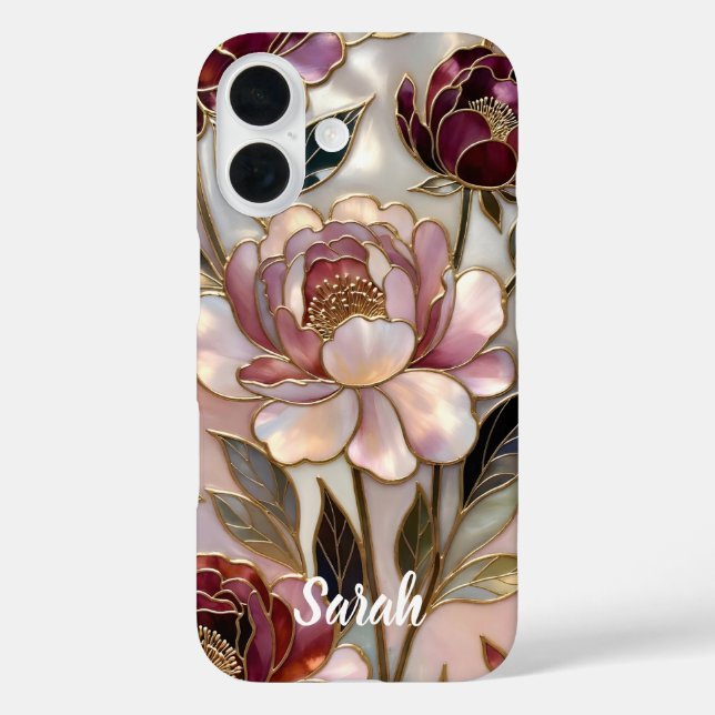 Personalisierte Pfingstrosen-Handyhülle Blush Gold Case-Mate iPhone Hülle (Rückseite)