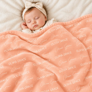 personalisierte Pfirsich Baby Mädchen Name Kinderz Fleecedecke