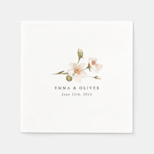 Personalisierte Pfirsich-Rosa-Floral-Hochzeit Serviette