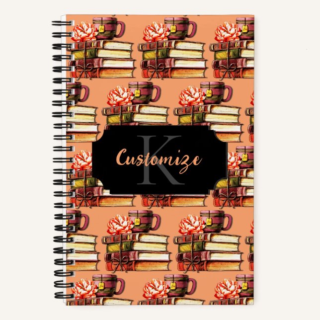 Personalisierte Pfirsichbücher und Tee Notizbuch (Vorderseite)