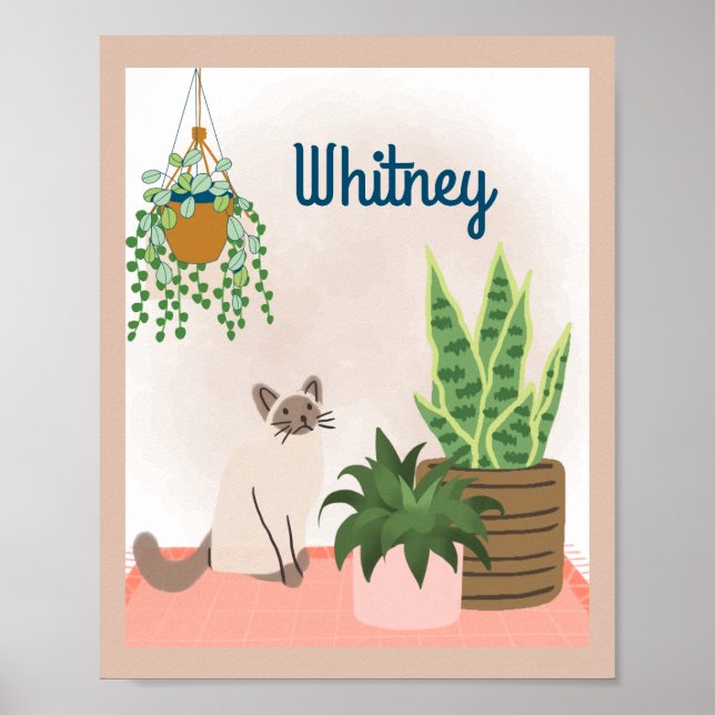Personalisierte Pflanze und Chat Lover Wall Art Poster (Vorne)