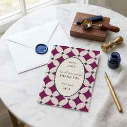 Personalisierte Pflaumen-Creme-Navy-Flachkarte Dan Karte