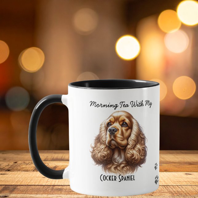 Personalisierte Pfoten des Cocker Spaniels Braun Tasse (Personalize this fun Cocker Spaniel Mug, add your pets photo and name in the center of mug)