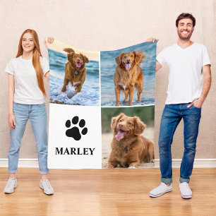 Personalisierte Pfoten-Hunde-Liebhaber-Foto-Collag Fleecedecke