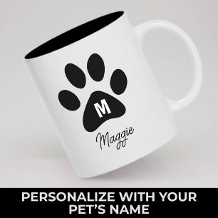 Personalisierte Pfoten-Monogramm-Tasse als Geschen Zweifarbige Tasse
