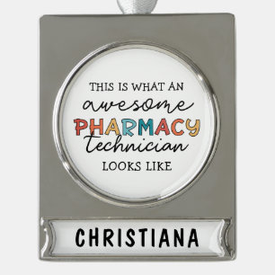 Personalisierte Phantastische Pharmazie Tech Funny Banner-Ornament Silber