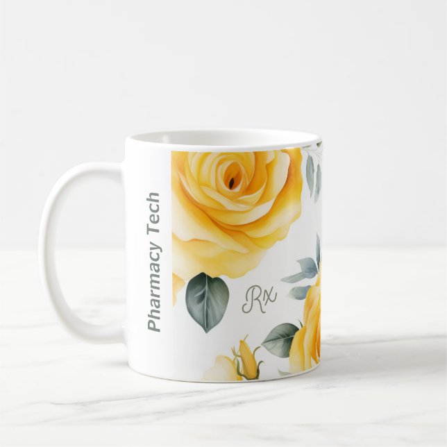 Personalisierte Pharmacy-Tasse Gelbe Rosen Kaffeetasse (Links)