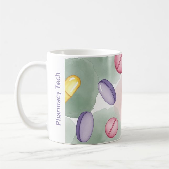 Personalisierte Pharmacy-Tasse Grau-Pink-Lila Tabl Kaffeetasse (Links)