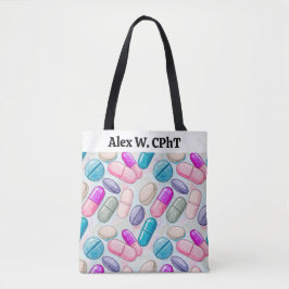 Personalisierte Pharmacy Tote Bag Pink Grau Pillen