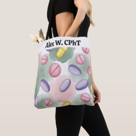 Personalisierte Pharmacy Tote Bag Pink Lila Grau