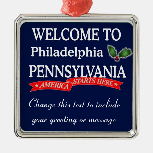 Personalisierte Philadelphia PA Weihnachtsschmuck (Vorne)