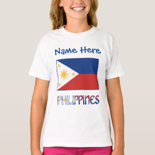 Personalisierte Philippinen-Flagge Heritage Mädche T-Shirt