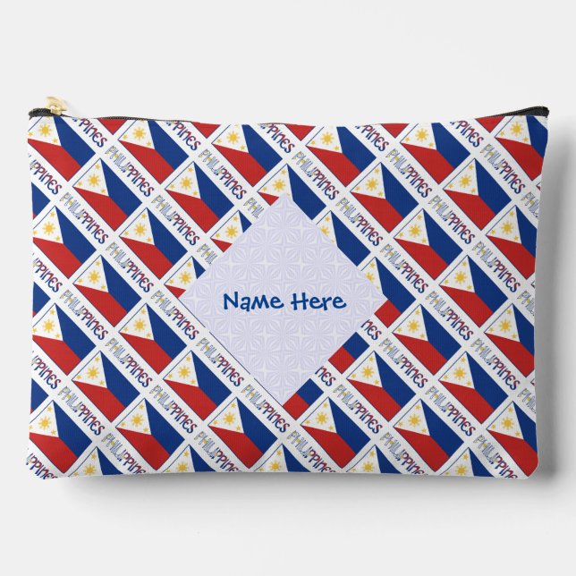 Personalisierte philippinische Flagge Blau Zubehörtasche (Vorderseite)