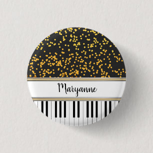 Personalisierte Piano Keys Gold Polka Dots Muster Button