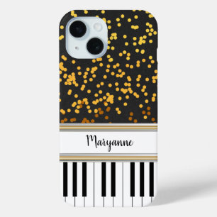 Personalisierte Piano Keys Gold Polka Dots Muster Case-Mate iPhone Hülle